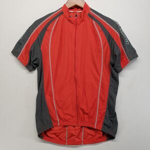 Novara Mens Medium Cycling Full Zip Jersey Orange Charcoal Grey Bike Shirt Light